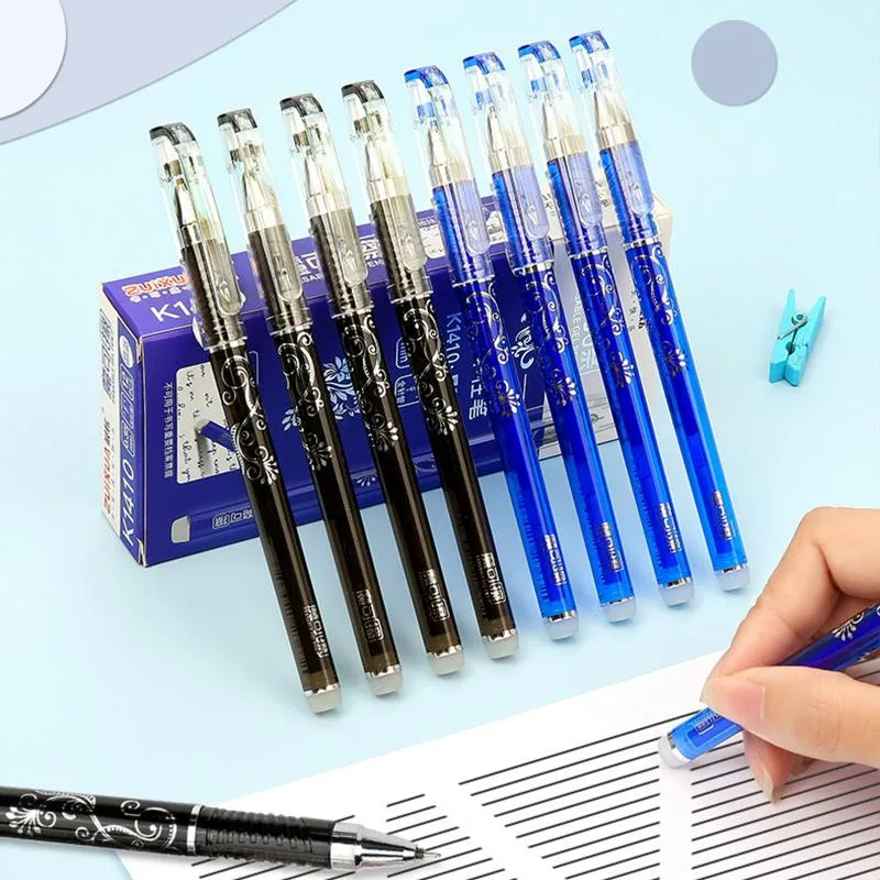 Penne gel 0,35 mm Penna a inchiostro nero blu Cancellabile Asta di ricarica Manico lavabile Cancelleria per la scuola 2021