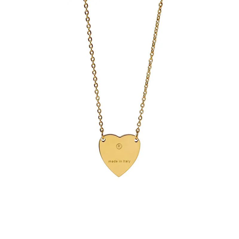 Fashion 18k gold silver heart pendant charms necklace with engraving Made In Italy Jewellry218l