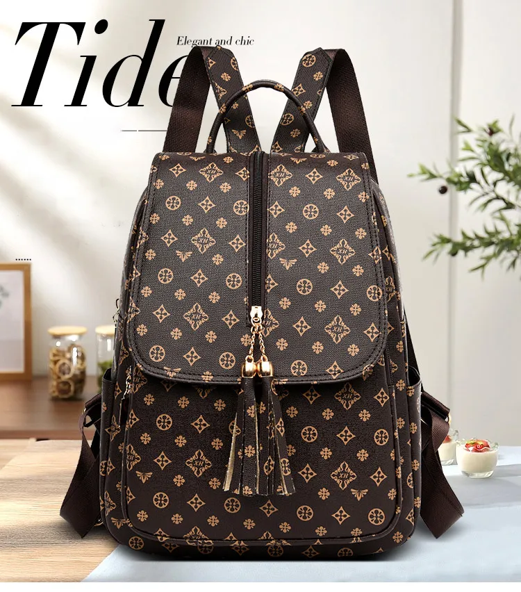 Luxury Backpack Purse for Women Ladies Brown Crossbody Bag Fashion Travel Anti Theft Backpack Rucksack School Book Bags for Girl