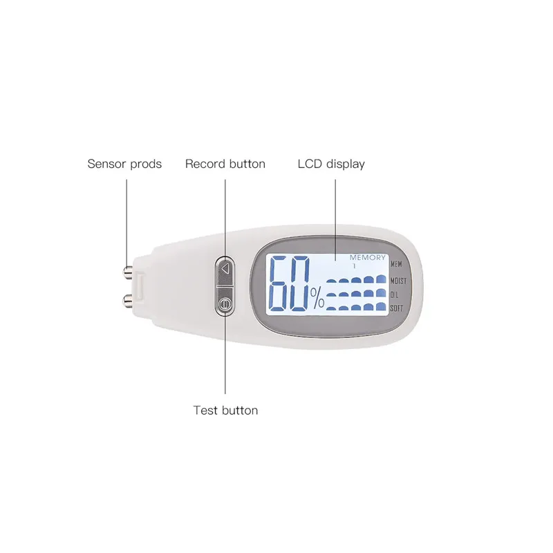 Machine portative d'analyseur de peau LCD surveillance numérique détecteur de détection de teneur en huile d'humidité testeur d'humidité de la peau du visage