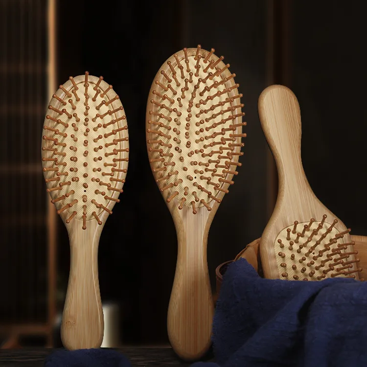 Wood Hair Comb Bamboo Airbag Massage Comb Carbonized Solid Wood Bamboo Cushion Anti-static Hair Brush Comb