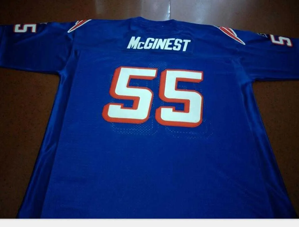 Custom Sällsynt blå vit #55 Willie McGinest Game Worn RETRO College Jersey 1990 Med Lagstorlek S-5XL eller anpassad valfritt namn eller nummer tröja