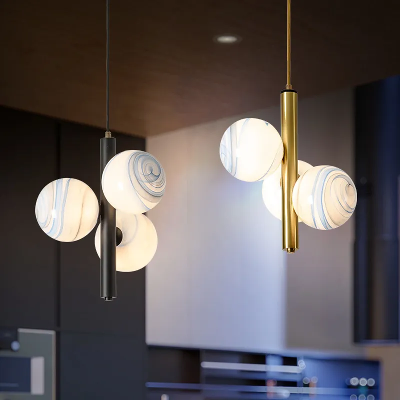 Modern Pendant Lamps Glass Ball Bedside Dining Room Nordic Luminarias Pendentes E Lustres Hanging Fixture Lighting Decor Lights