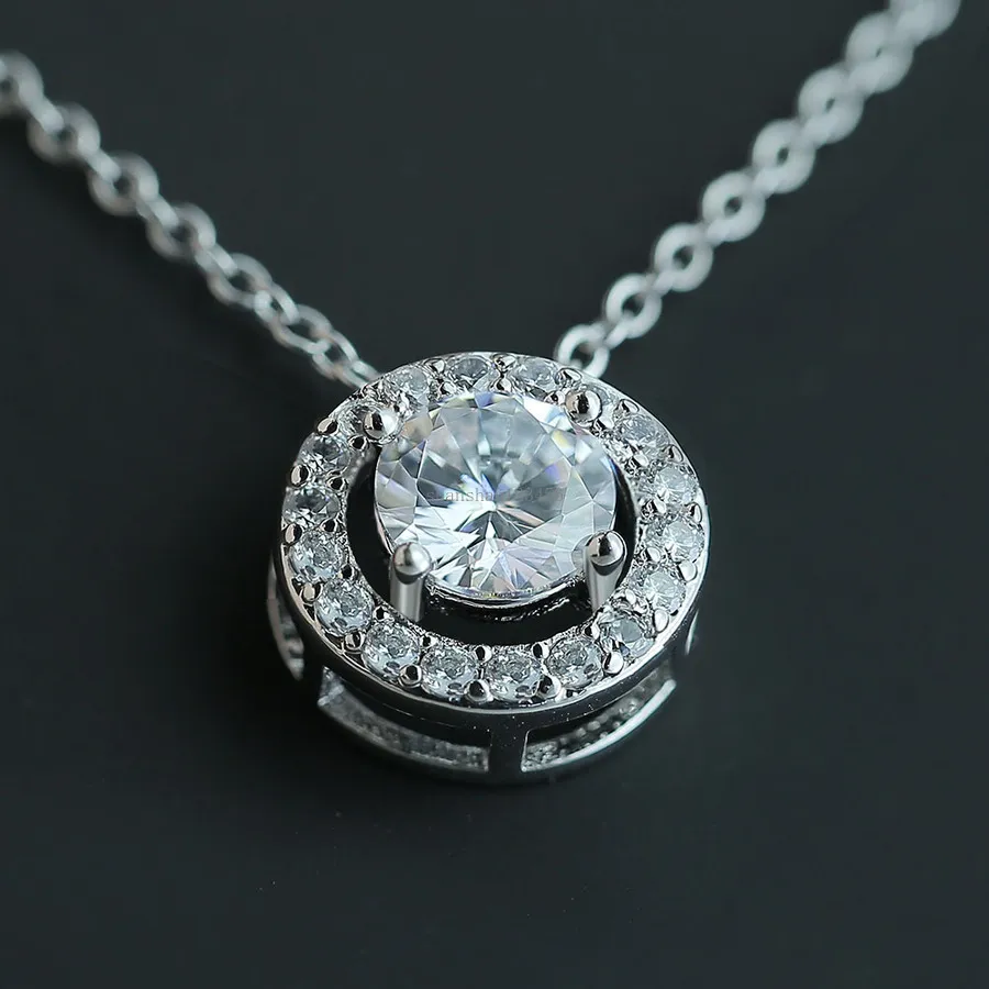 Cubic Zirconia Diamond Necklace Crystal Ring Pendant Neckor for Women Wedding Fashion Jewelry Will and Sandy Gift