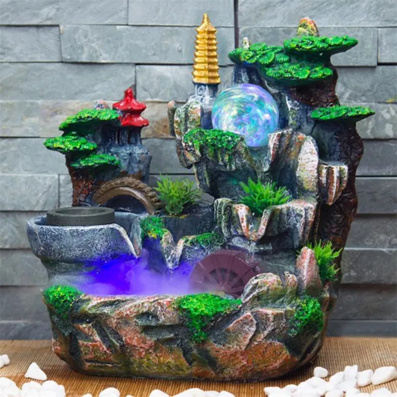 Resina fontana fontana Feng Shui ornamento aromaterapia aromaterapia indoor rockery waterscape casa ufficio decorazione natalizia