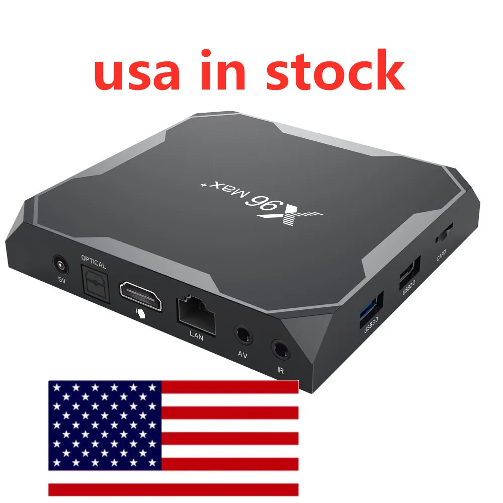 USAからの船X96マックスプラスアンドロイド9.0テレビボックス4GB Amlogic S905X3 8K 2.4G5GデュアルWiFi 1000mセットトップボックス
