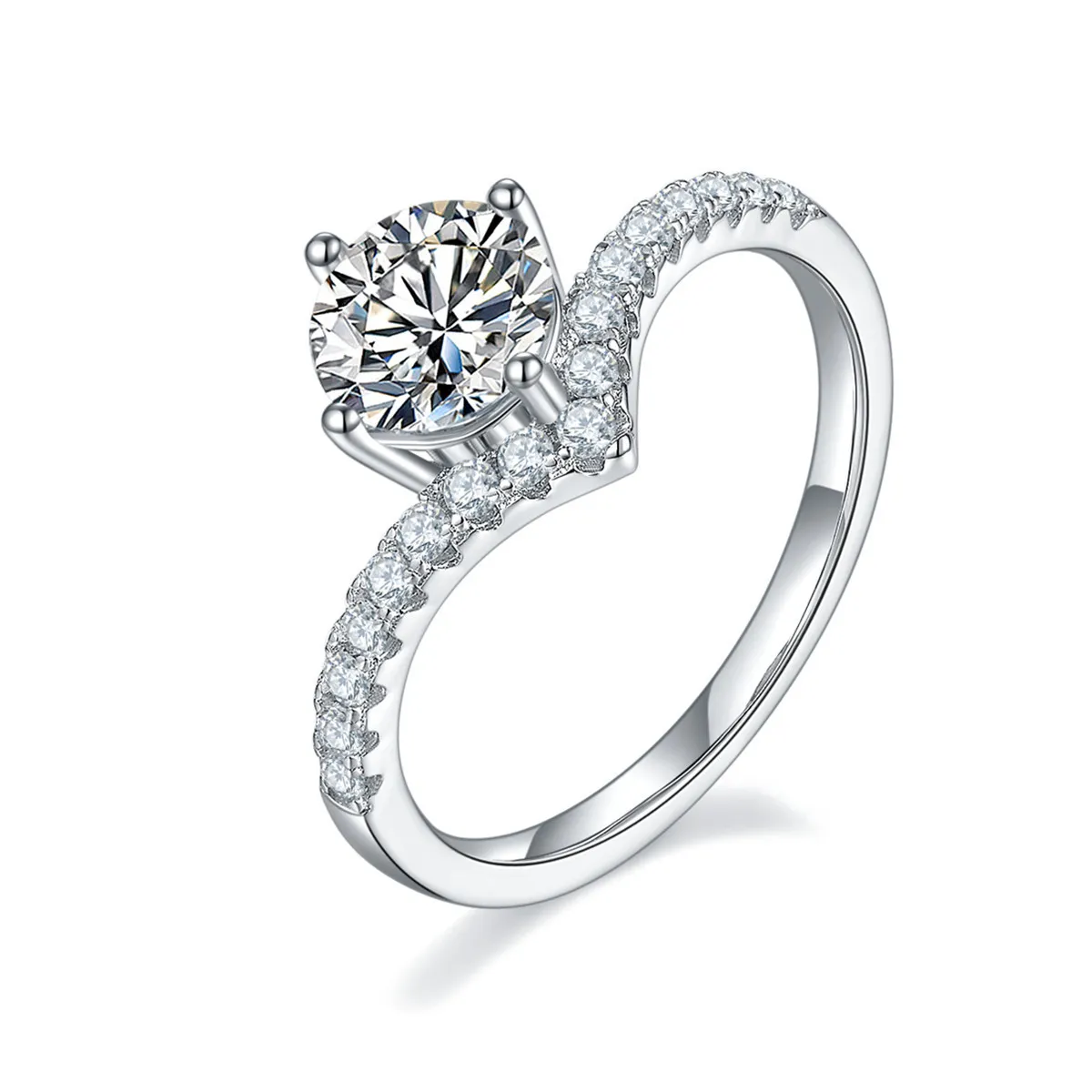 S925 Sterling 1ct Moissanite Wedding Big Silver s Per le donne Anello di diamanti Fine Jewelry M0004