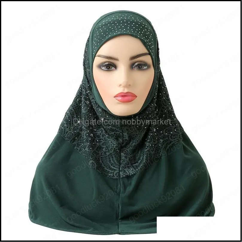 Adults or Big Girls Medium Size 70*60cm Pray Hijab Muslim Women Hijab Scarf Islamic Headscarf Hat Amira Pull On Headwrap Fashion