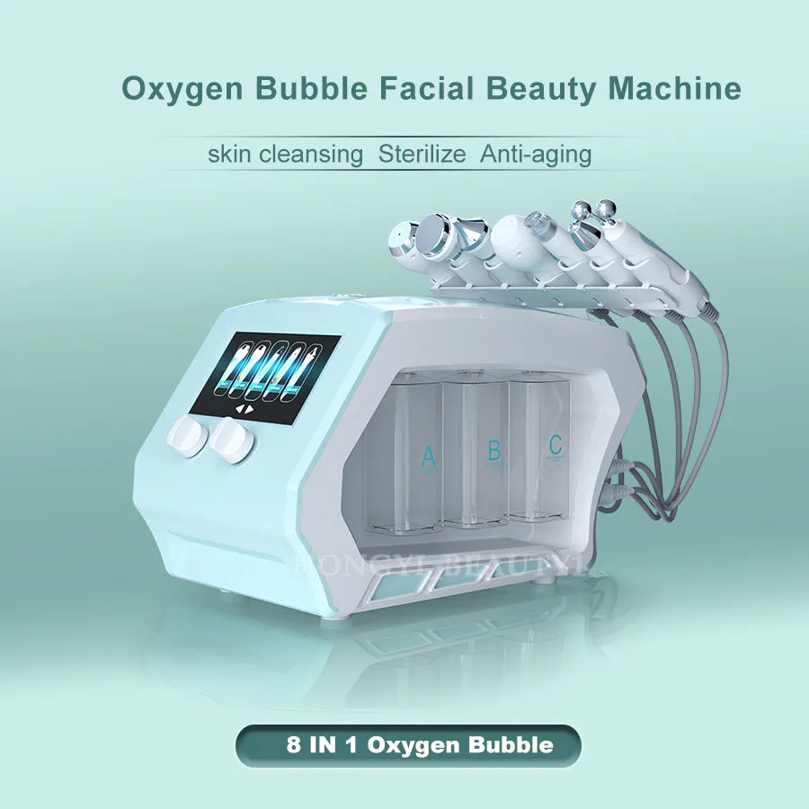 BIO RF Oxygen Jet Spray Microdermabrasion Water Peeling Dermabrasion Spa Utiliser la peau Oxygen Therapy Machine de nettoyage du visage