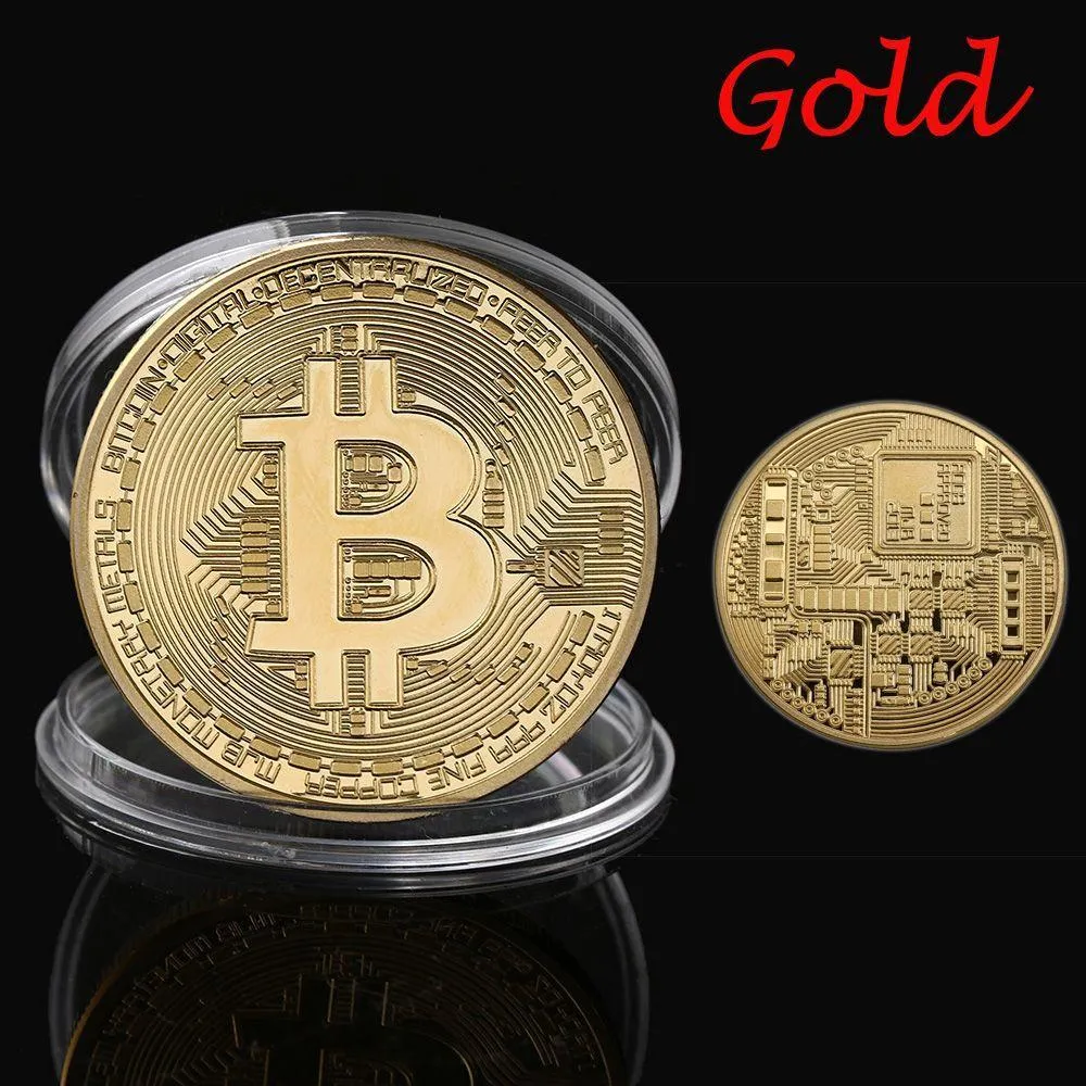 Bitcoin Coin Bitcoin Physical Commemorative Coin Gold Plated W/ Case Crypto  Collectible NEW Gold Australian Commemorative Coins