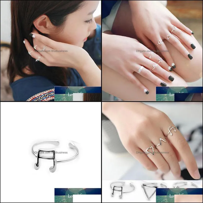 Ring Authentic 925 Sterling Silver Rings For Women Jewelry Triangle Musical Note Heartbeat Line Anel Feminino Anillos Jewellery