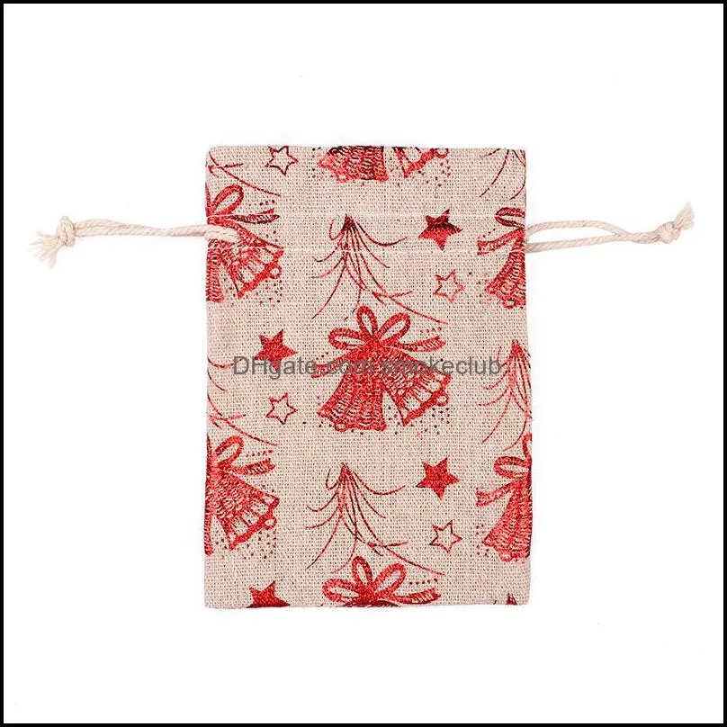 Colorful Linen Christmas Cotton Bags 10x14 13x18cm Home Party Muslin Candy Gifts Jewelry Packaging Bags Drawstring Gift Bags Pouches