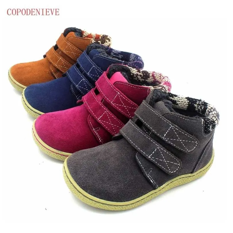 Copodenieve Winter of the Childres Shoes Girl Casual Natural Läder Boots Andas Boy 211227