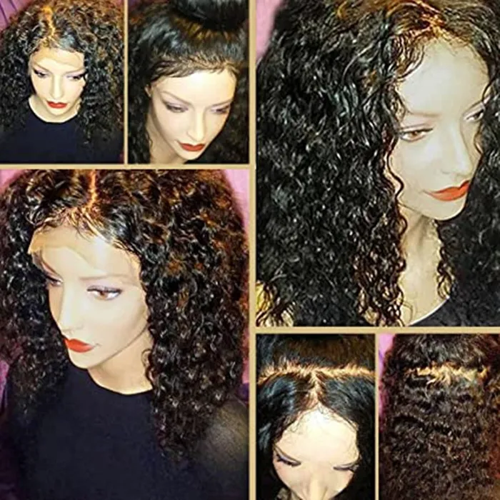 Diva1 Lace Front Wigs Människa Hår Brasilianska Virgin Våt Curly 150% Densitet 360 Frontal Wig för svarta kvinnor Pre Plocked (14 tum)
