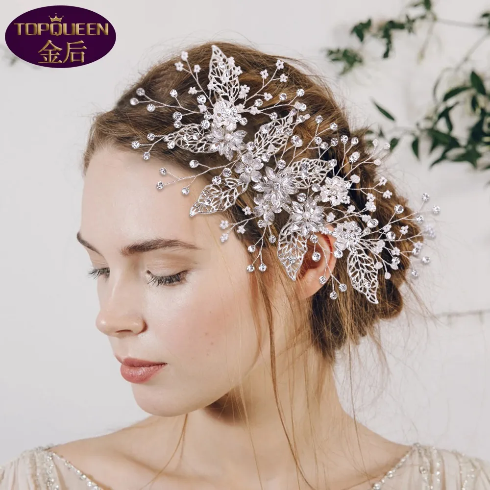 Hollowed Out Leaves and Flowers Crystal Bridal Headpiece  display picture 3