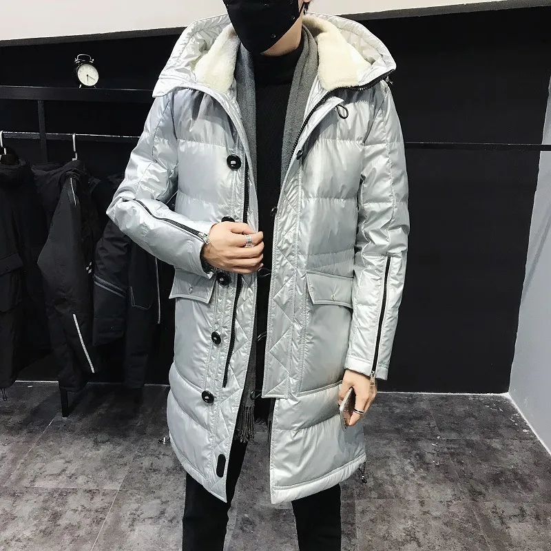 年最新版 ダウンジャケット冬ファッションブランド明るい顔スペースシアフード付きメンズミディアムと長い韓国カジュアルコート 数量限定即納可能 アパレル メンズ服 Pernudilaw Com