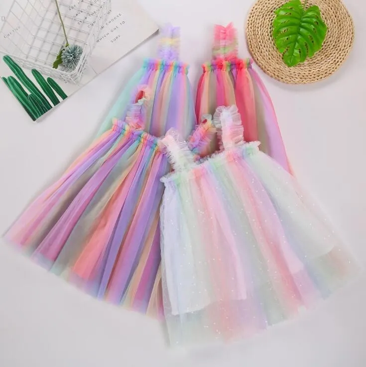 Girls Tulle Suspender Skirts Tutu Summer Princess Dresses Kids Designer Clothes Ins Ball Gown A-line Dress Dance Party Elegant Dress YL313