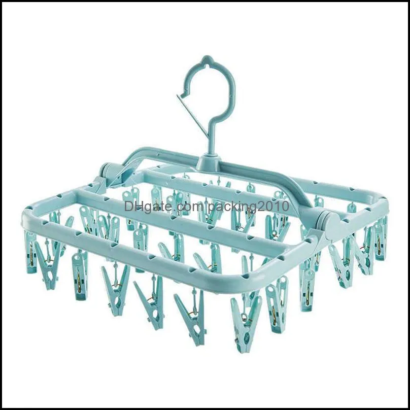 32 Clip Folding Hanger Square Multi-Head Drying Rack Multi-Clip Thickening Underwear Drying Socks Rack Hangers Clothes Clips 220115