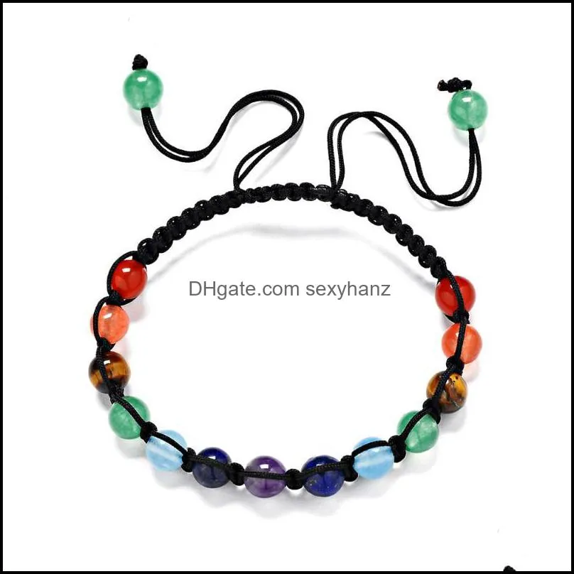 Bracelets Jewelry 6Mm Natural Stone Woven Yoga Seven Chakra Bracelet Energy Reiki Beaded, Strands Drop Delivery 2021 Kh6Tq