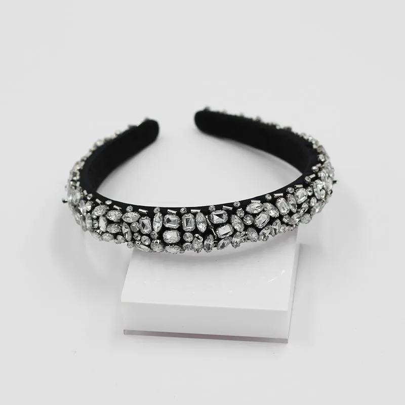 Fashion Court Ball Headband Fashion Exquisite Hand-Sewn Luxury Svamp Headband med Rhinestones Damer Hårtillbehör