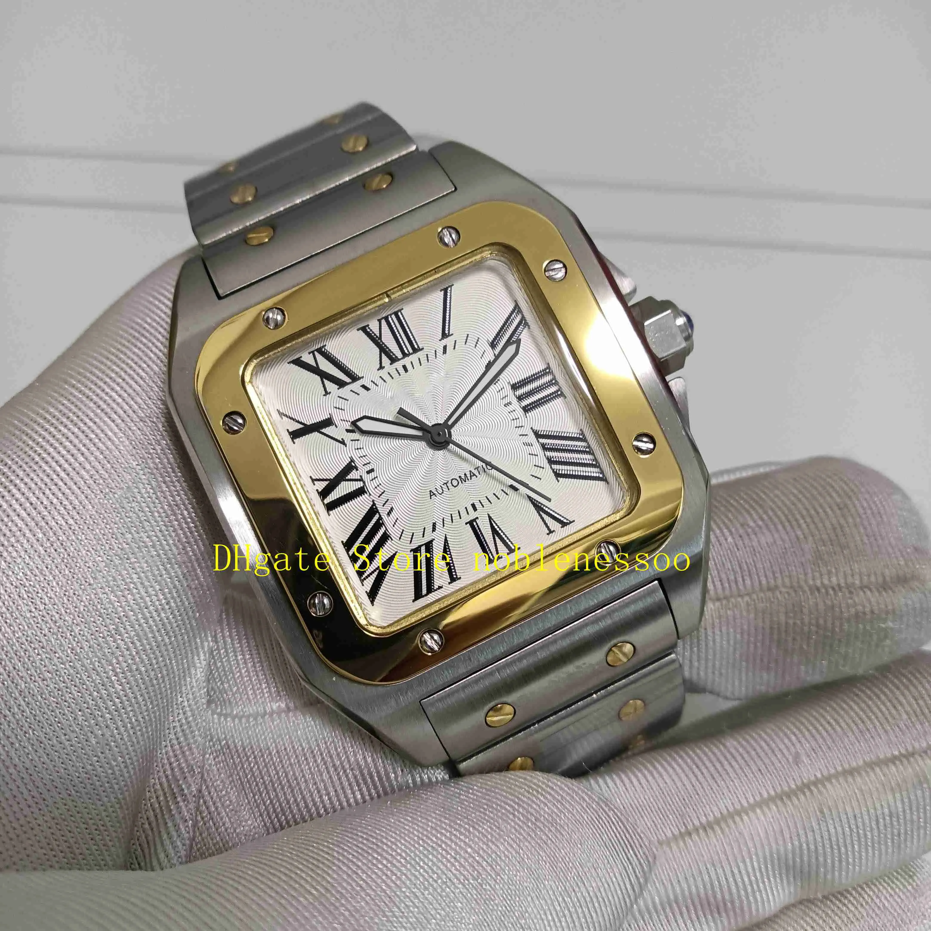 2 Style Real Po z oryginalnym pudełkiem męskie zegarek żółte złote stalowe bransoletka Męska Bransoletka Automatyczna mechaniczna sport