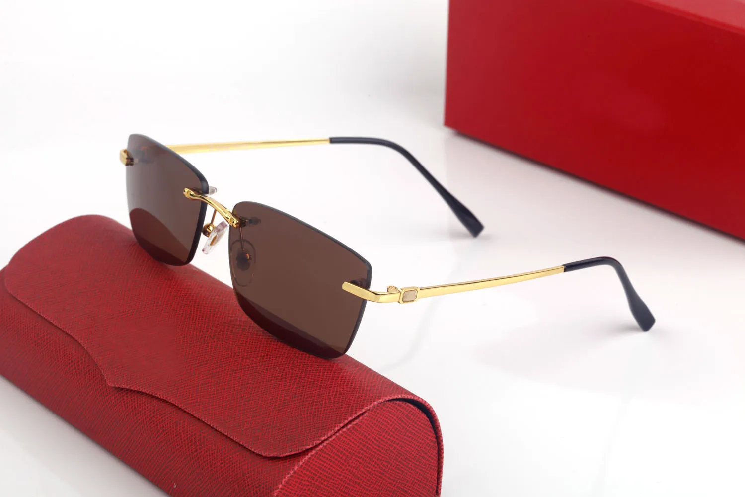 Metal Frameless Rimless Rectangular Gold Frame Glasses Mens For Men And