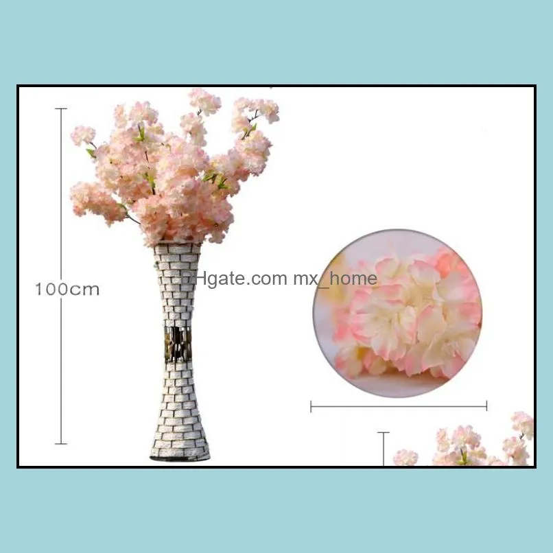 1 Meter Long Artificial Simulation Cherry Blossom Flower Bouquet Wedding Arch Decoration Garland Home Decor For Free Shipping