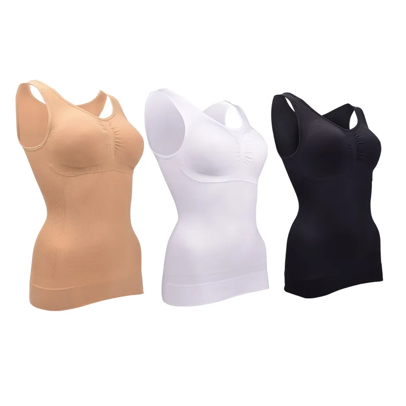 Dropshipping Slimming Shaper Up Lift Plus Size Bra Tank Top Women Body Removable Underwear Slim Vest Corset Shapewear 210305