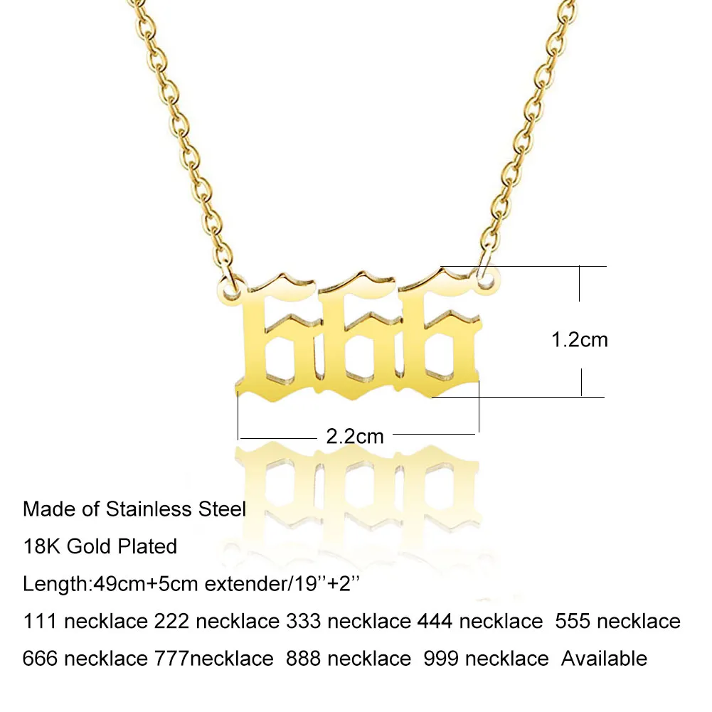 Old English Numerology Necklace Custom Number Necklace Charms Gold