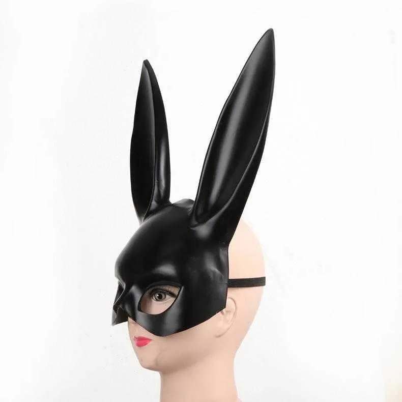 Black Sexy Rabbit Ear Mask Women Girl White Cute Bunny Long Ears Bondage Mask Halloween Masquerade Party Cosplay Costume Prop DBC VT0942