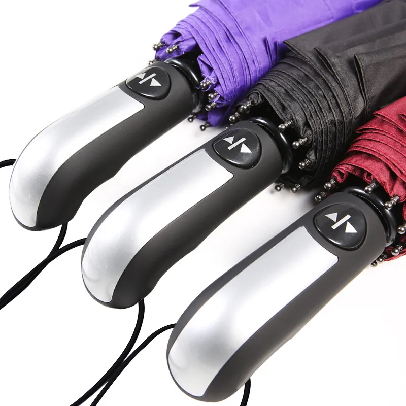Ten-Bone Windproof 3 Automatisk omvänd vikning Företag Paraply Regn Män Bil Automatisk