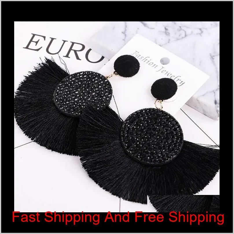 cross-border explosion accessories europe and america exaggerated long diamond tassel earrings women personality earrings jewelry