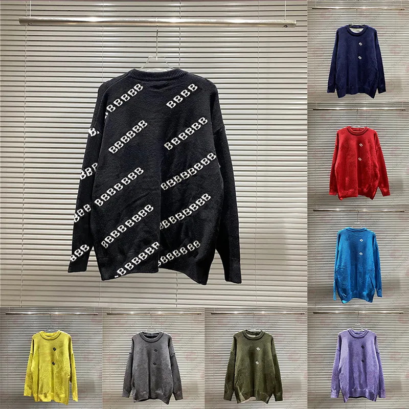 디자이너 스웨터 남성 여성 선임 클래식 레저 멀티 컬러 가을 겨울 따뜻한 편안한 스웨터 하이 버전 여성 풀 오버 럭셔리 긴 드레스 S-XXL