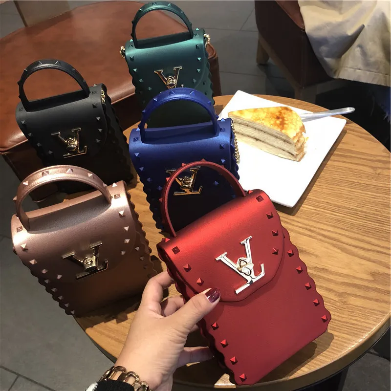 Product in 2021: New Jelly Pvc Mobile Phone Chain, Mini Square Small Bag, Zero Wallet, One Shoulder Slanting Bag
