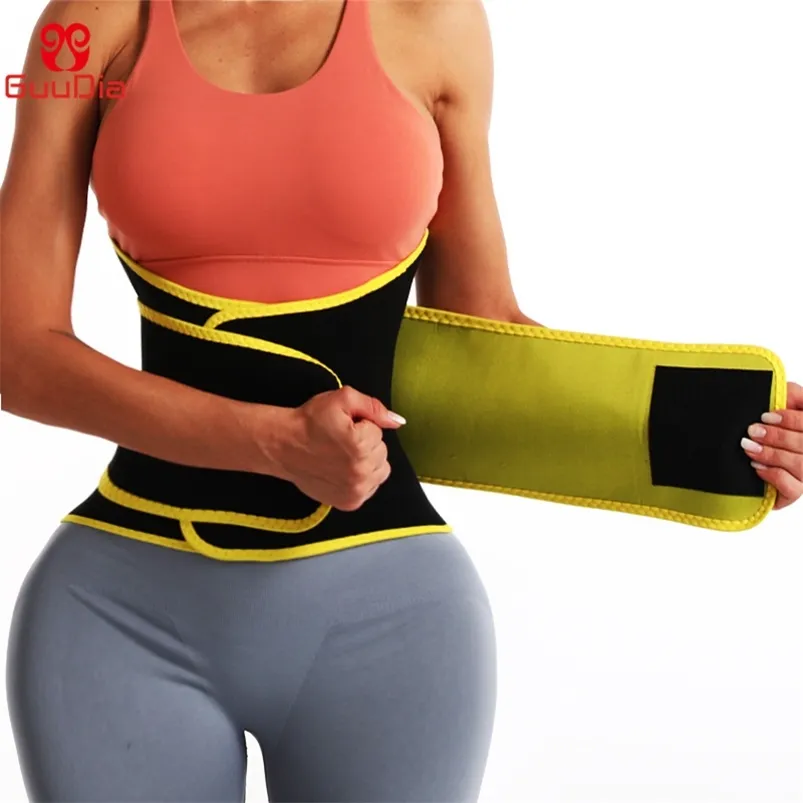 GUUDIA Women Waist Trainer Sauna Sweat Belts Tummy Control Girdle Body Shaper Belt Weight Loss Corset Waist Trimmer Shapewear 211229