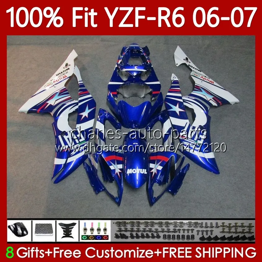 Ólfo de molde de injeção para Yamaha azul brilhante YZF R 6 600 cc yzf-r6 yzf600 2006-2007 moto carroçaria 98NO.30 yzf r6 600cc yzfr6 06 07 yzf-600 2006 2007 kit de justo oem 100% apto