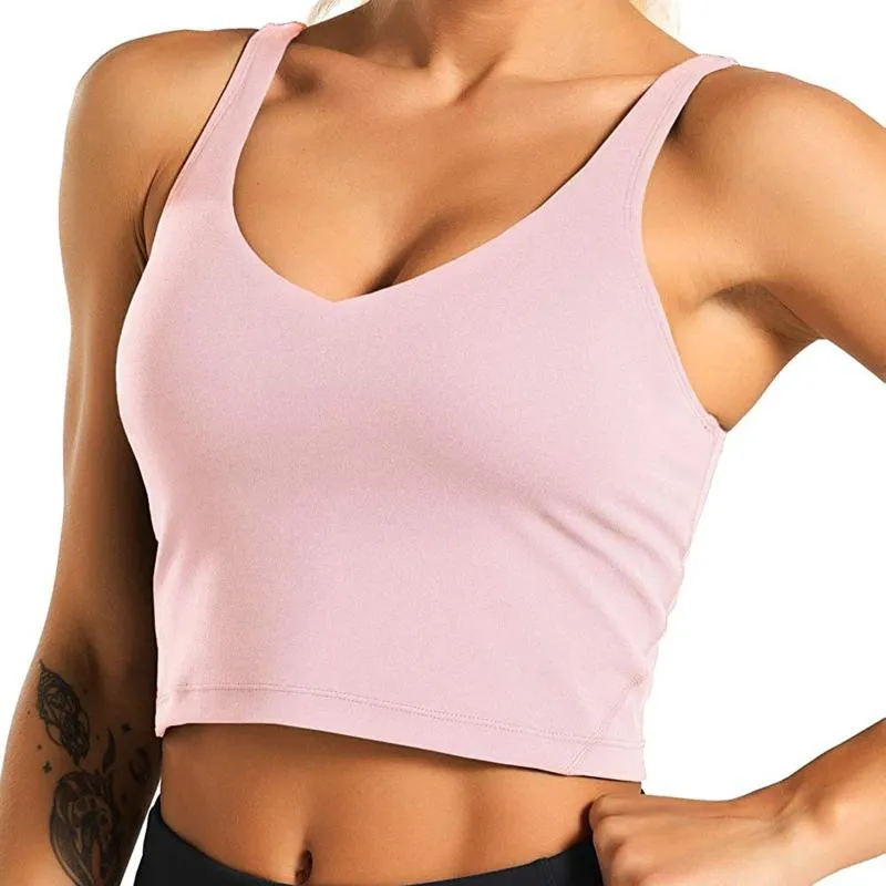 Mode Kvinnor Ärmlös Solid Färg Casual Vest Ladies Movement Kort Tank Toppar Soft Workout Atletic Gym Bras Vest # 4
