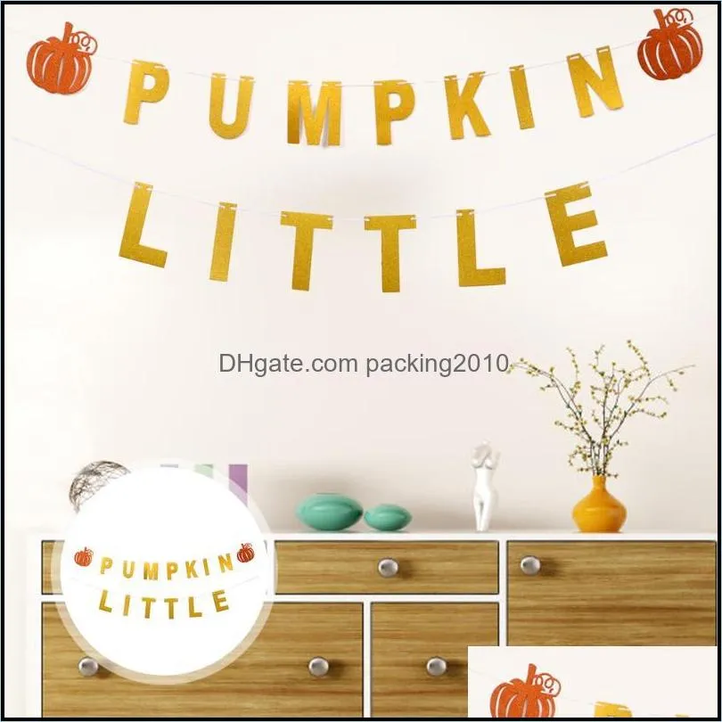 Decorative Flowers & Wreaths 1 Set Thanksgiving Bunting Little Pumpkin Banner Autumn Party Decoration