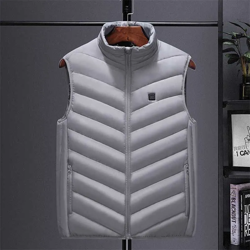 Mannen vest katoen in de herfst en winter grafeen elektrische verwarming vest USB veiligheid intelligente constante temperatuur kleding 211111