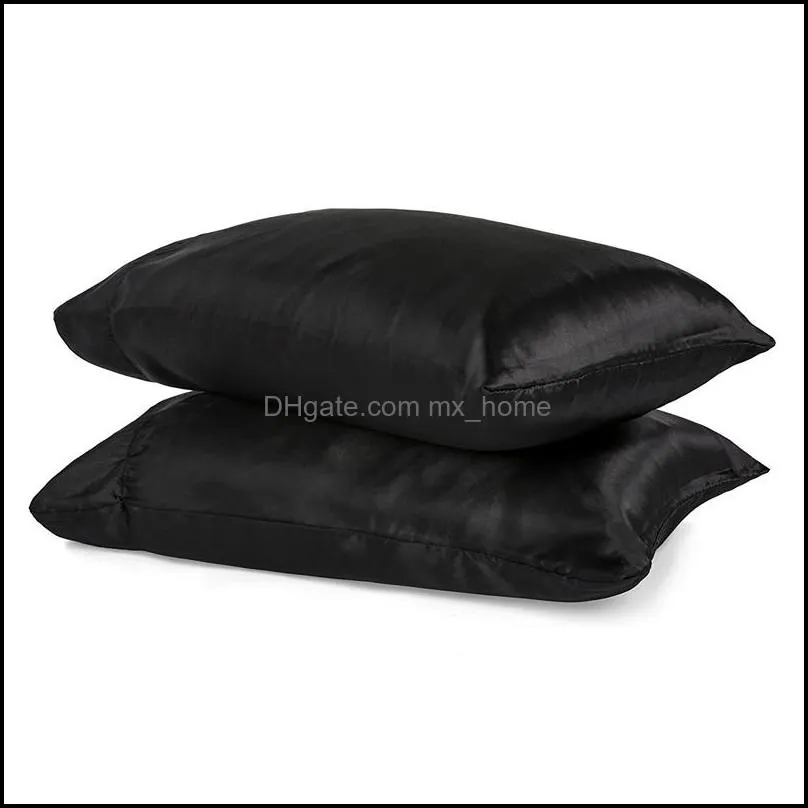 100% Polyester Satin Pillowcase Simple Style Extra Smooth Simulated Silk Solid Color Pillowcase Soft Shiny Comfortable Single VT1421