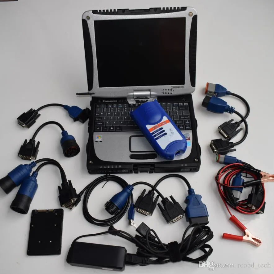 USB Link 2 Diesel Heavy Duty Truck Diagnostic Tool Scanner 125032 med bärbar dator CF19 Pekskärm Super SSD Fulla kablar