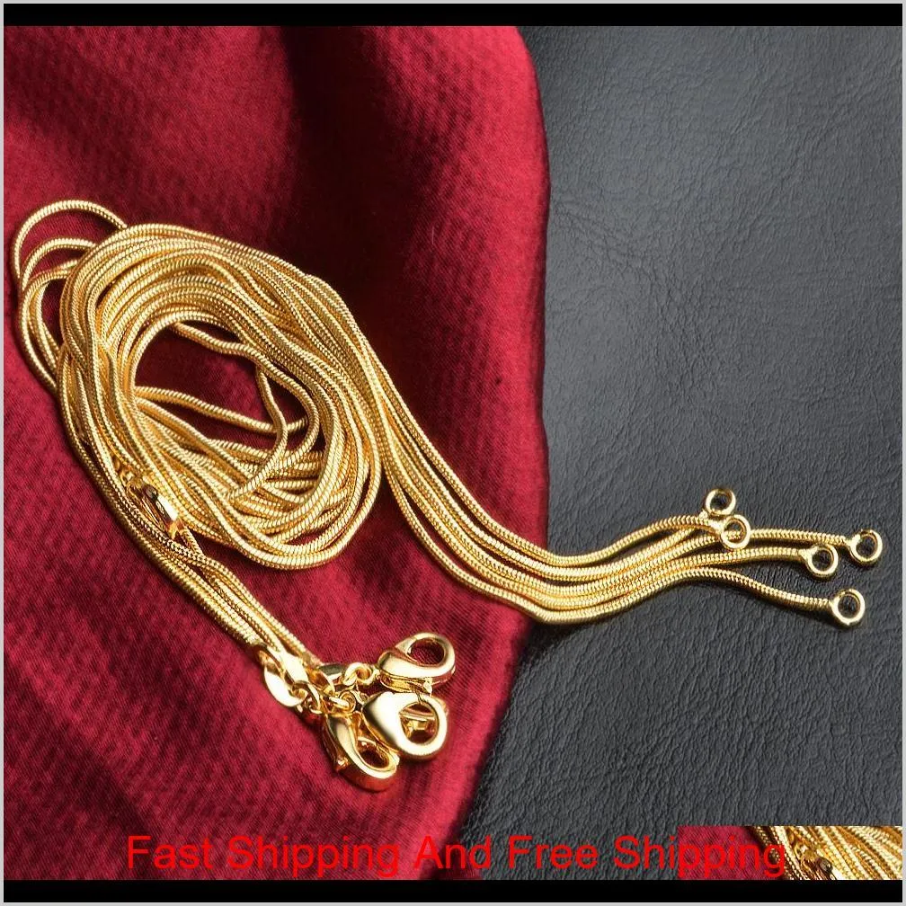 promotion sale 18k gold chain necklace 1mm 16in 18in 20in 22in 24in 26in 28in 30in mixed smooth snake chain necklace unisex necklaces