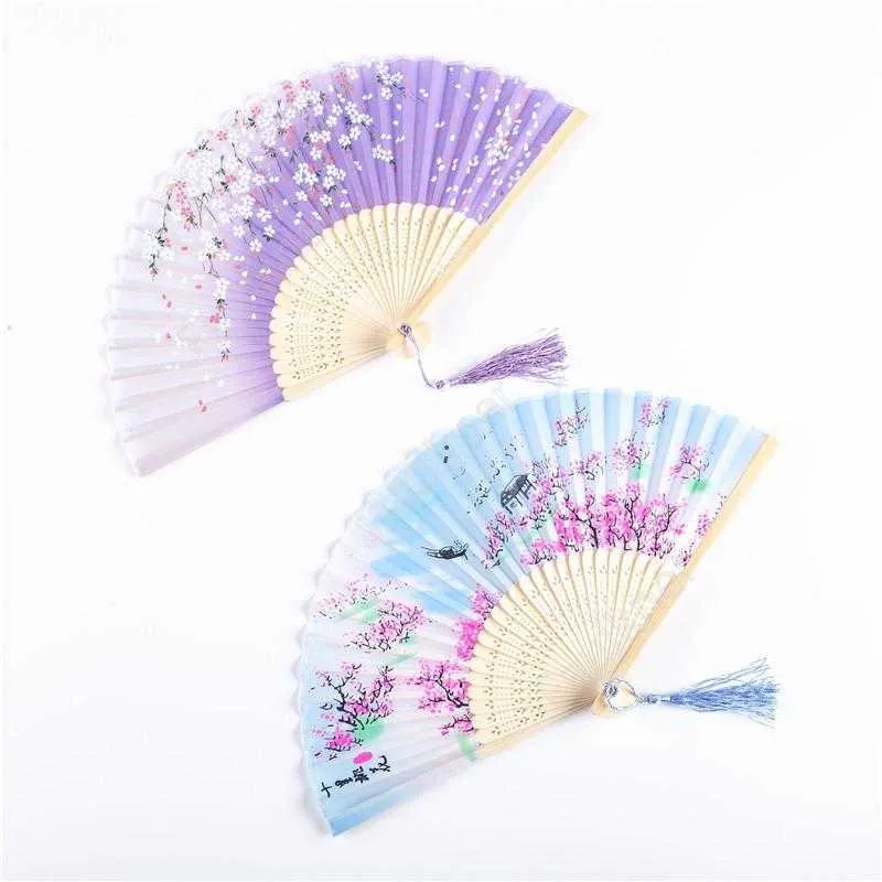 Summer Vintage Folding Bamboo Fan for Party Favor Chinese Style Hand Held Flower Fans Dance Wedding Decor DAF175