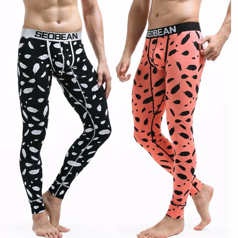 Men's Sleepwear Casual Fashion Thermo Clothes Mens Winter Leggings Cotton Long Johns Low Rise Printed Thermal Pants Men Underwear