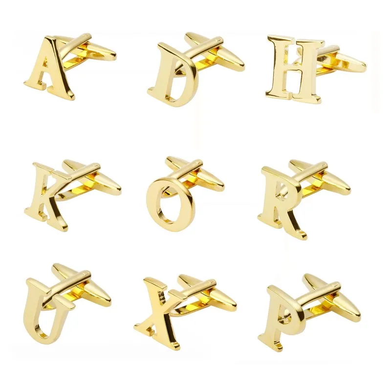 Franse heren shirt metalen messing goud zilveren a-z Engelse letter manchetknopen initi￫le alfabet manchet links voor mannen mode sieraden wil en sandy