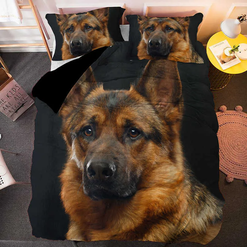 Euro Size Pet Dog Blanket Set German Shepherd Animal Duvet Cover 2