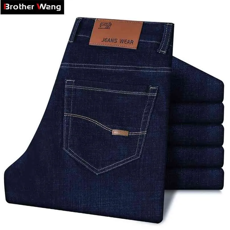 Large Size 40 42 44 Classic Style Men's Business Jeans Fashion Small Straight Stretch Denim Trousers Male Brand Pants 210723