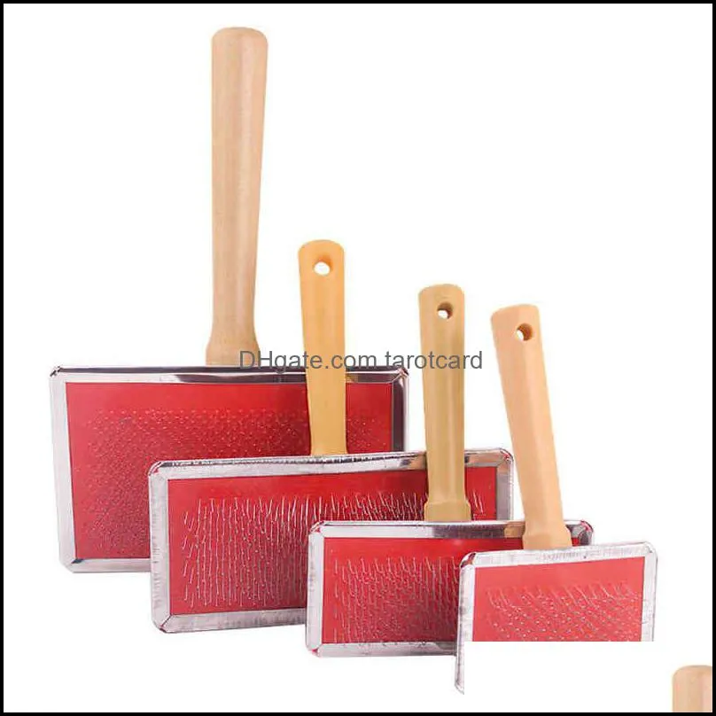 Pet Beauty Tools Wood Handle Brush Dog Accessories Pets Slicker Grooming Comb Air Cushion Needle Massage Groomings Hair Remover