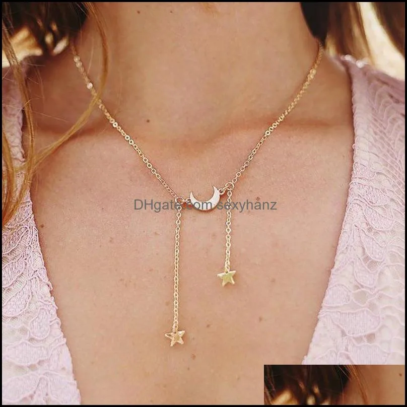 Pendant Necklaces & Pendants Jewelry Selling Star Moon Heart Choker Necklace For Women Mti Layers Gold Plated Gift Drop Delivery 2021 Loctj