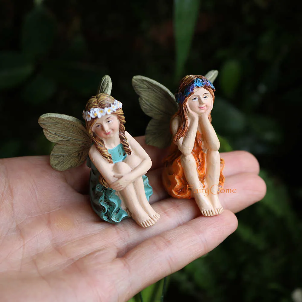 6 piezas por lote de figuras de ángel de hadas en miniatura de resina, mini  hadas, estatua de hadas para jardín, adornos de decoración